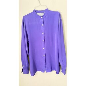 Pacific Silk Studio Clothing Co. Purple Long Sleeve Button Up Top M